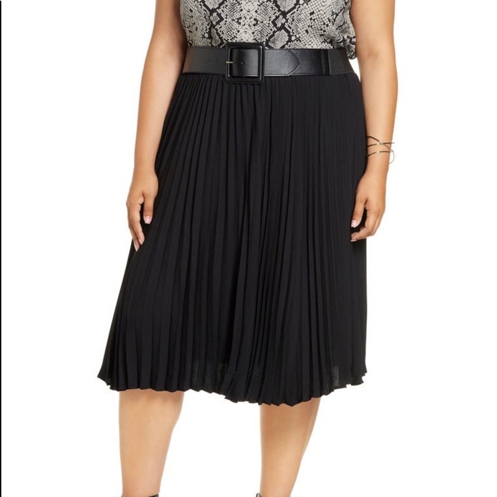 HALOGEN ACCORDION PLEAT SKIRT BLACK PLUS Size 2X NWOT